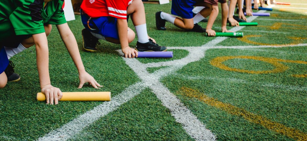 Relay race at a school sports day