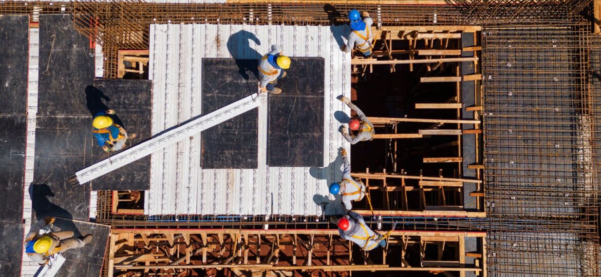 Birds eye view of a construction site