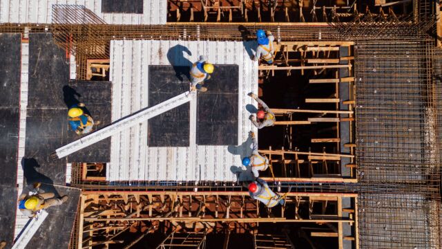 Birds eye view of a construction site